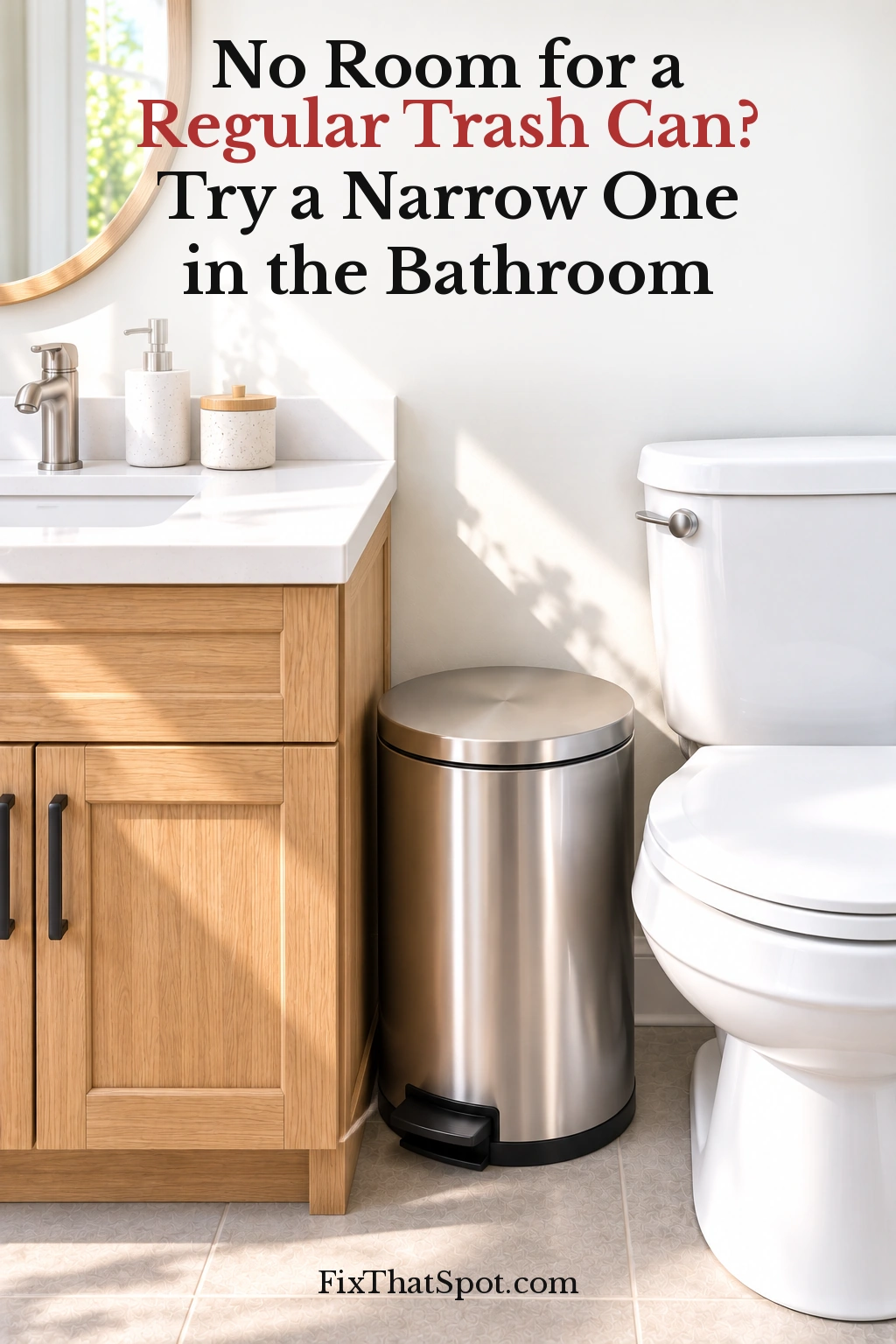No Room for a Regular Trash Can? Try a Narrow One in the Bathroom