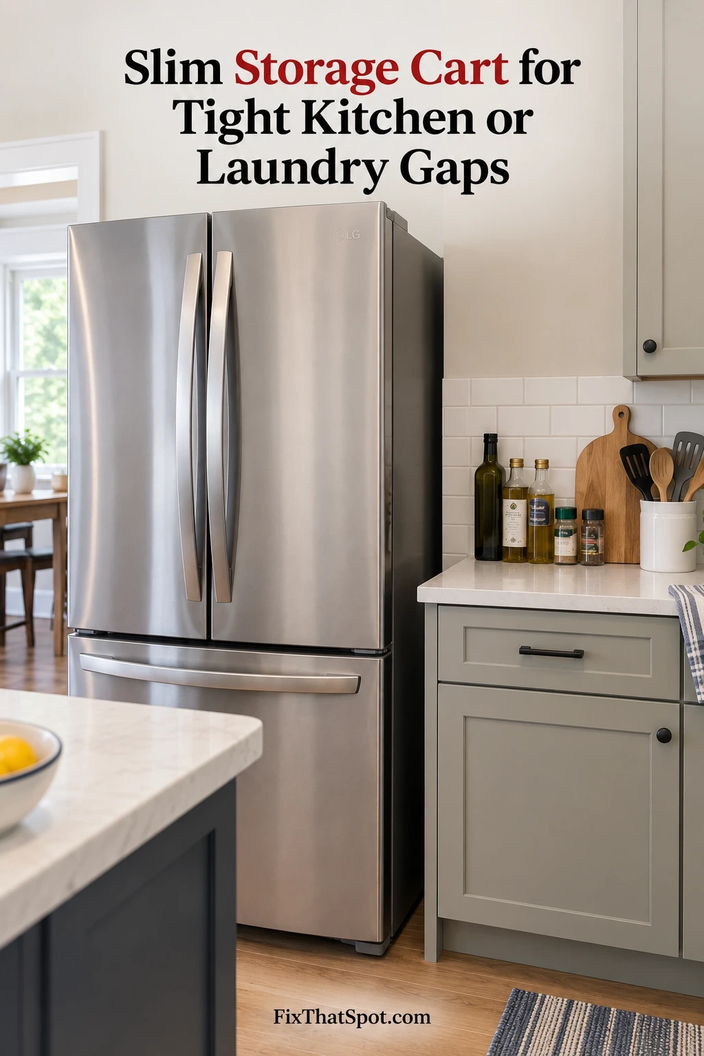 Slim Storage Cart for Tight Kitchen or Laundry Gaps
