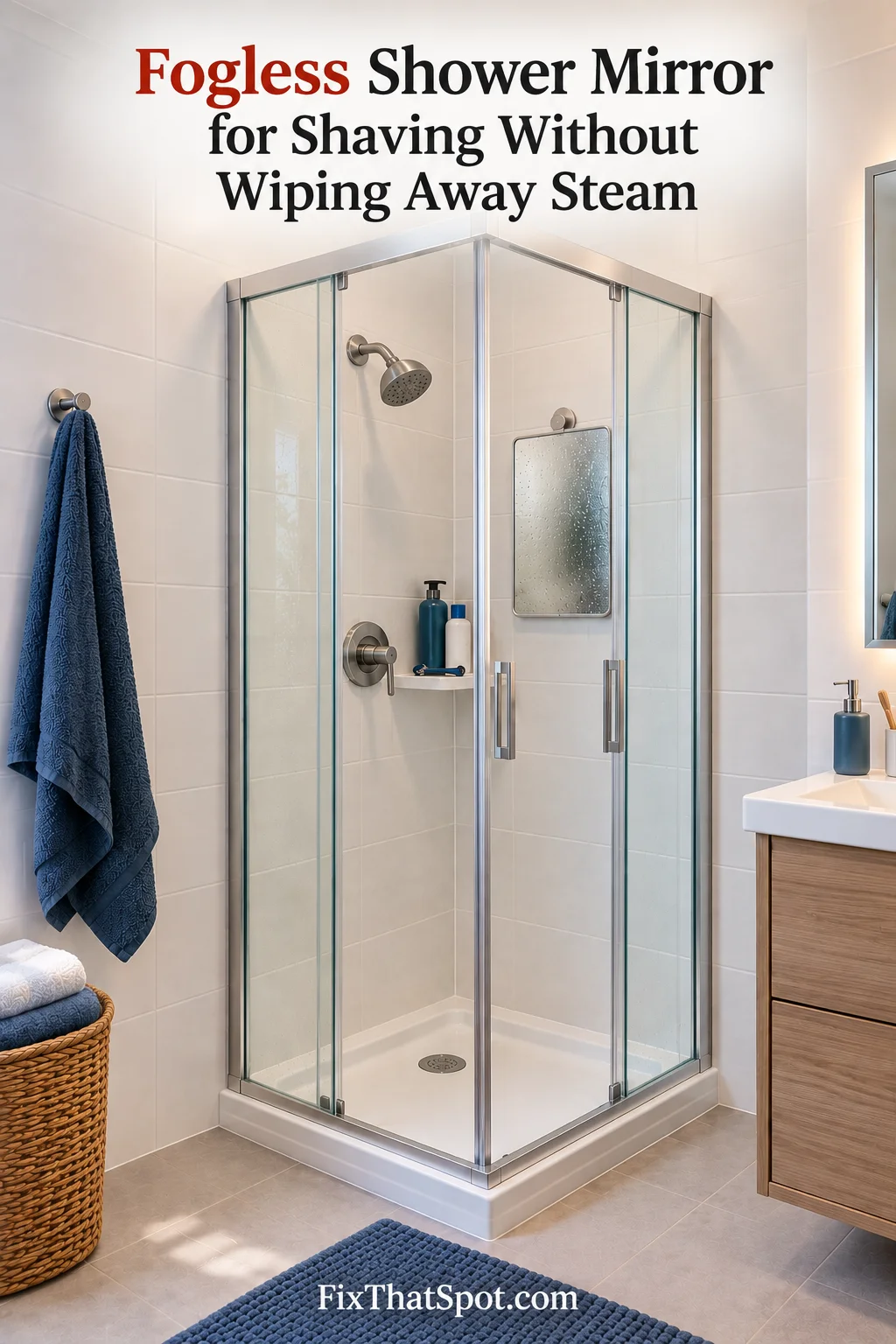 Fogless Shower Mirror for Shaving Without Wiping Away Steam