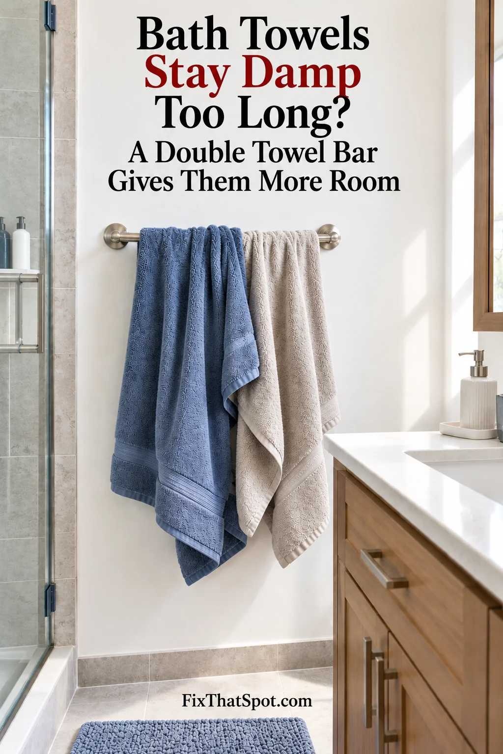 Bath Towels Stay Damp Too Long? A Double Towel Bar Gives Them More Room