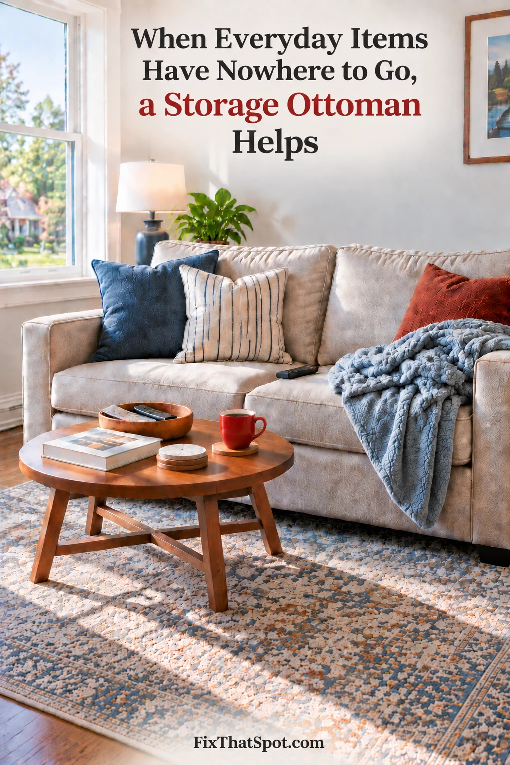 When Everyday Items Have Nowhere to Go, a Storage Ottoman Helps