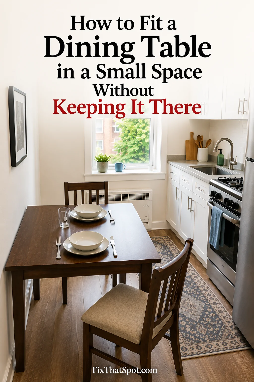 How to Fit a Dining Table in a Small Space Without Keeping It There