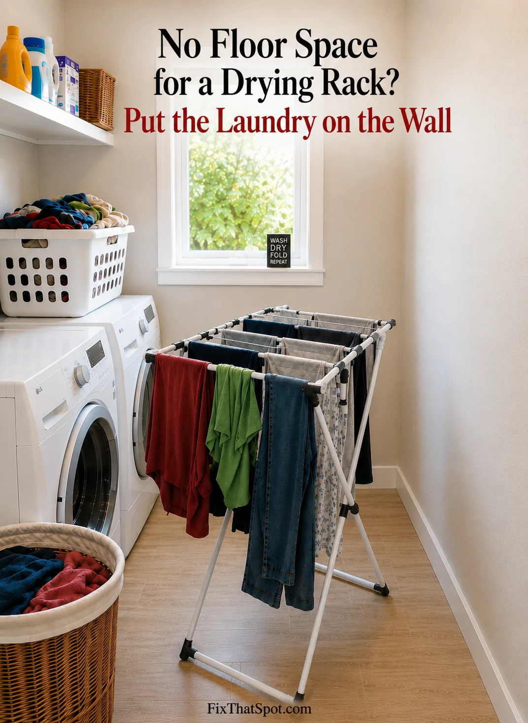 No Floor Space for a Drying Rack? Put the Laundry on the Wall