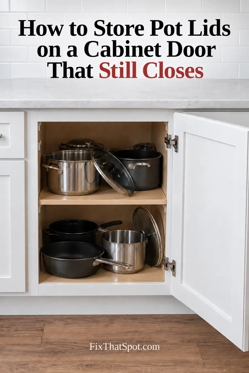 How to Store Pot Lids on a Cabinet Door That Still Closes