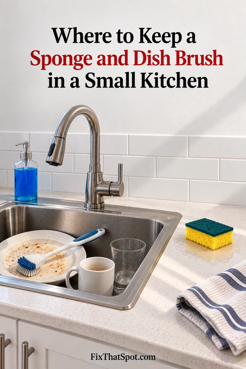 Where to Keep a Sponge and Dish Brush in a Small Kitchen
