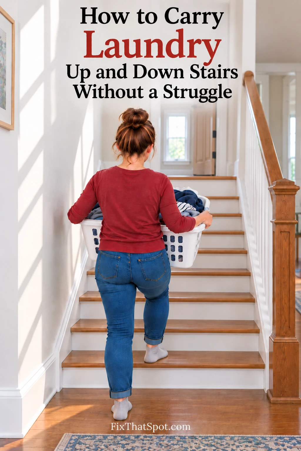 How to Carry Laundry Up and Down Stairs Without a Basket