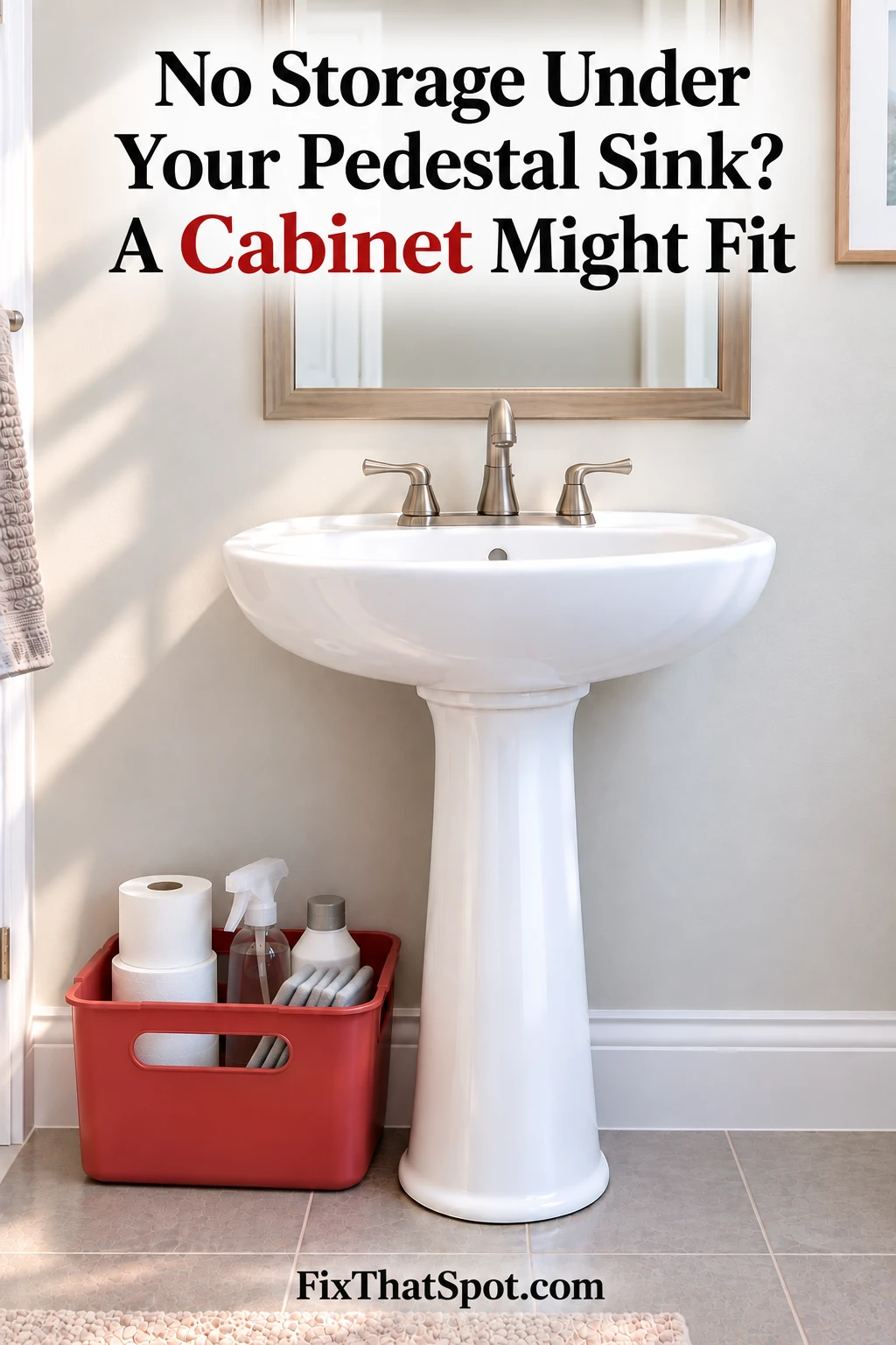 No Storage Under Your Pedestal Sink? A Cabinet Might Fit